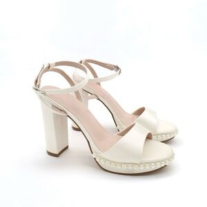 Chic Cream Heels with Pearl Accents